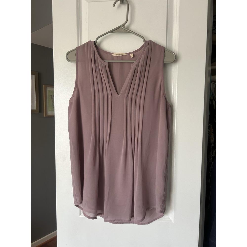 Soft Surroundings Summer Sleeveless Pleated Blouse Lavender Size Small